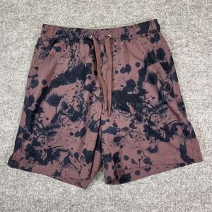 VSRT Shorts Mens Small Pink Black Splatter Lined 7 Inseam Pockets Drawstring